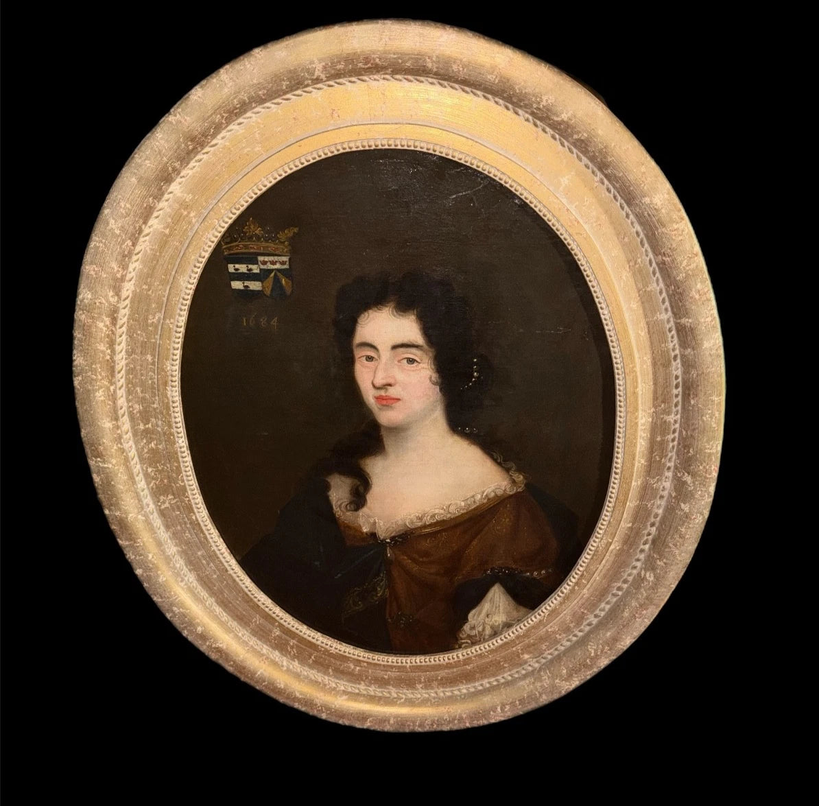 Antique Old Master 17th Century painting from the 1600s dated 1684 French – detail view 2