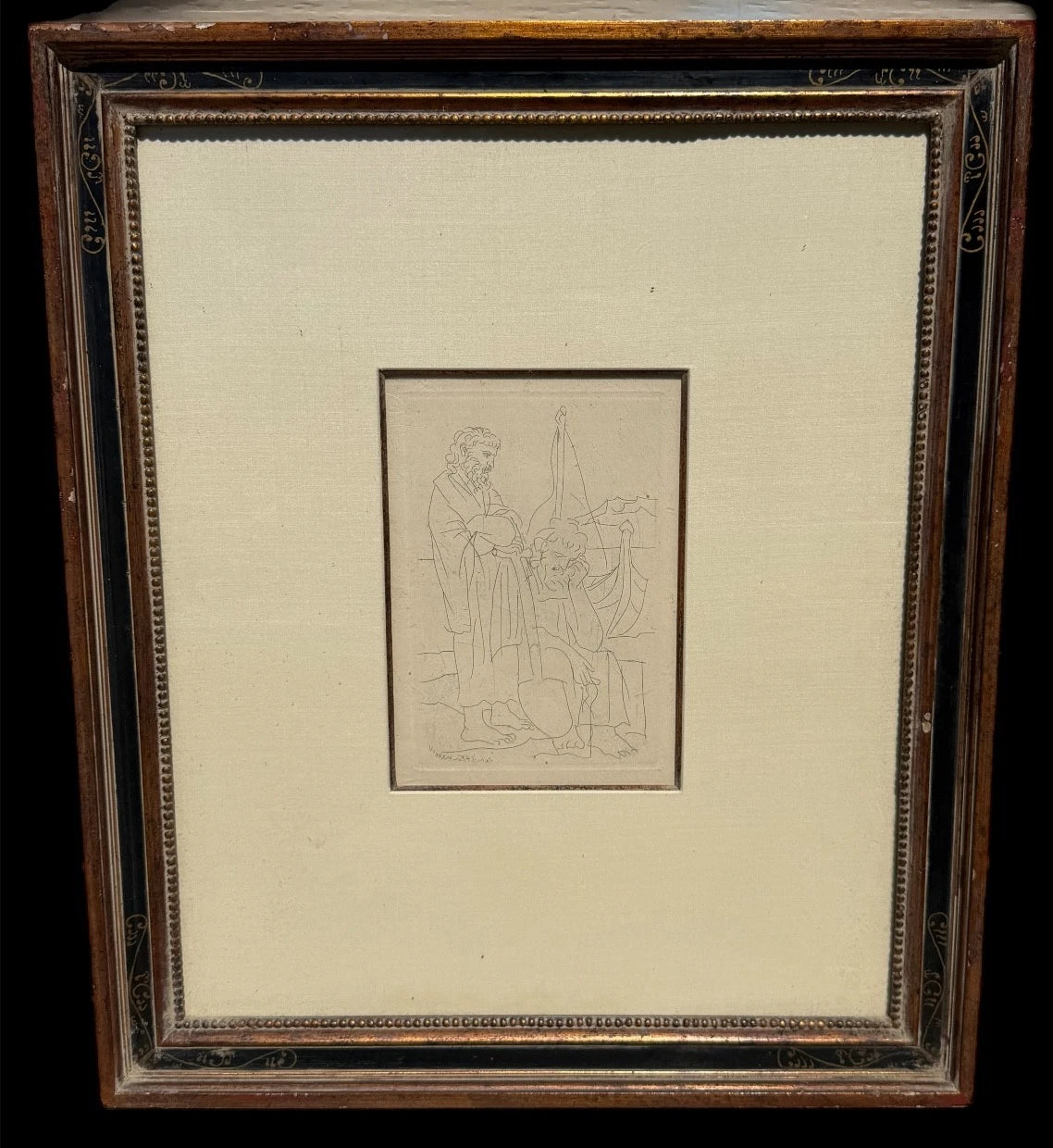 RARE ORIGINAL AUTHENTIC PABLO PICASSO (SPANISH, 1881-1973) ETCHING FRAMED 1934 – detail view 2