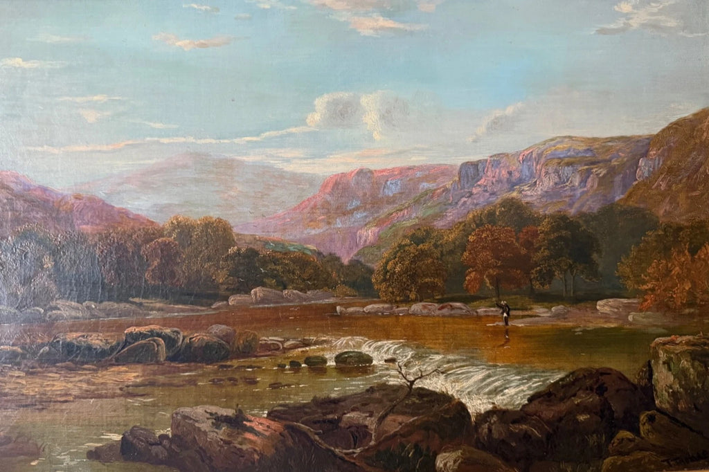 Antique 19th Century Landscape Oil Painting- Thomas H Thomas Listed English – detail view 3