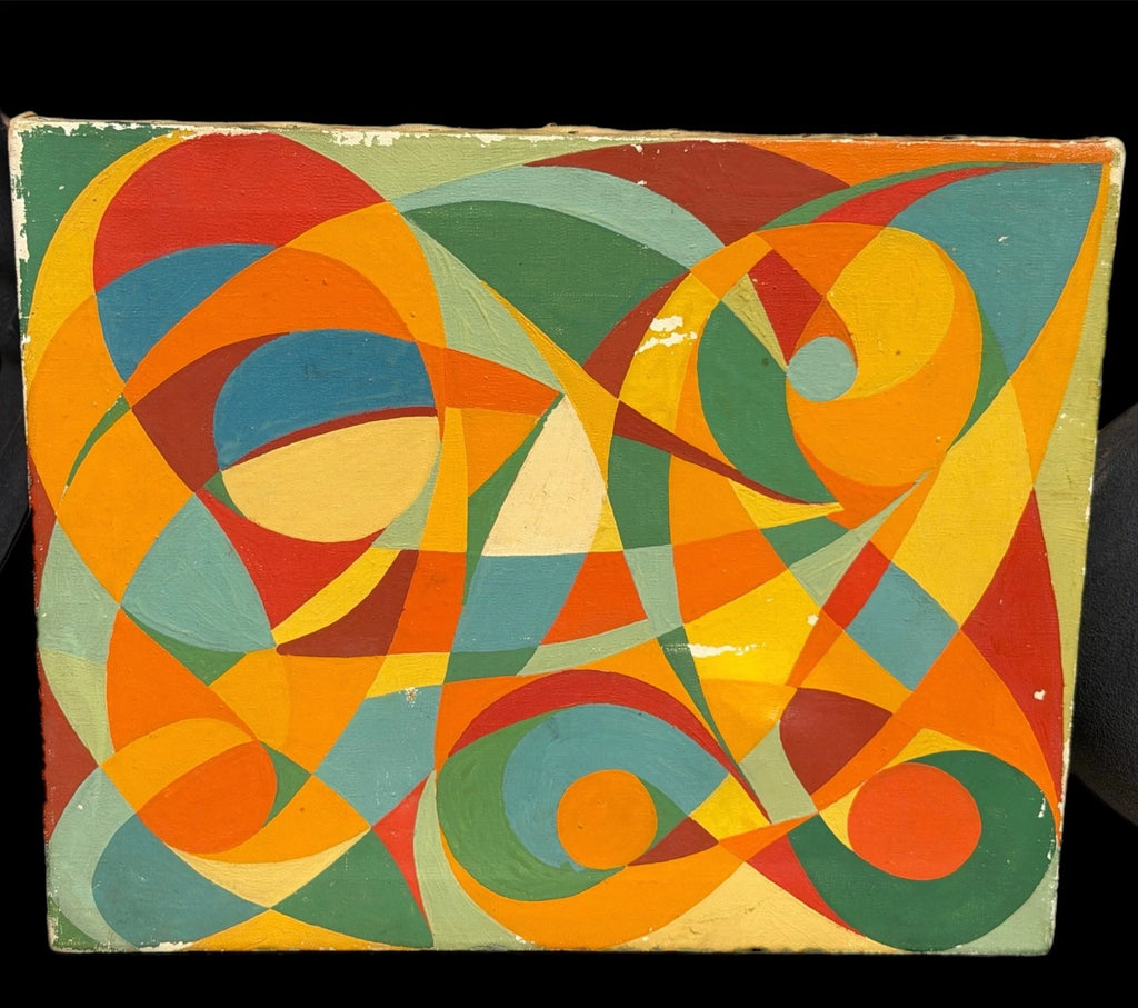 MID CENTURY PAINTING MODERNIST  ANTIQUE 1940’s OIL PAINTING ON CANVAS – view 2