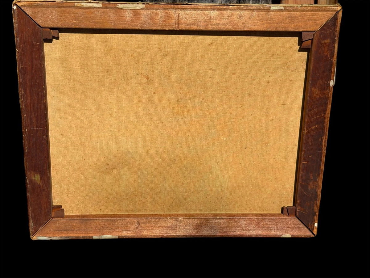 MID CENTURY PAINTING MODERNIST  ANTIQUE 1940’s OIL PAINTING ON CANVAS – view 4