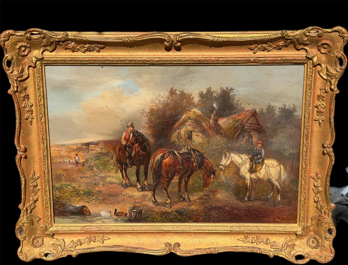 Harden Sidney Melville (1824-1894)  Mid 19th Century Oil Painting Horses Antique – view 2