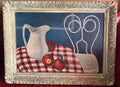 1953 Surrealist Oil Painting on Board Mid Century Modern Abstract Valentines Day
