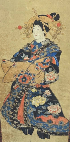 Attributed to Kunisada Antique Japanese original ukiyo-e Painting on silk Edo