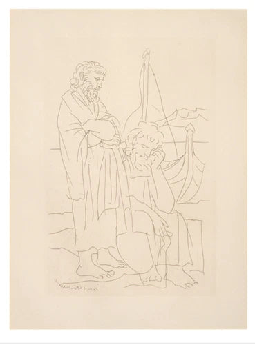 RARE ORIGINAL AUTHENTIC PABLO PICASSO (SPANISH, 1881-1973) ETCHING FRAMED 1934