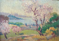 Maurice Braun? Impressionist landscape with lake, mountains early California